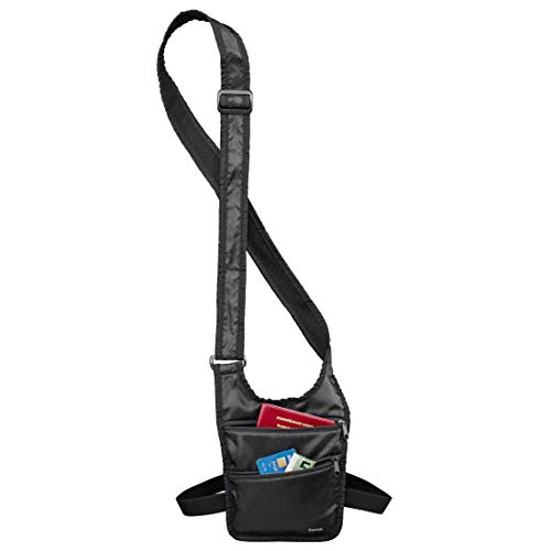 Preisvergleich Produktbild Hama Sicherheitstasche (Umhängetasche mit Hüftgurt und Gürtelschlaufe, sichere Wertsachen- und Geldaufbewahrung auf Reisen, Schulter-Tasche) schwarz