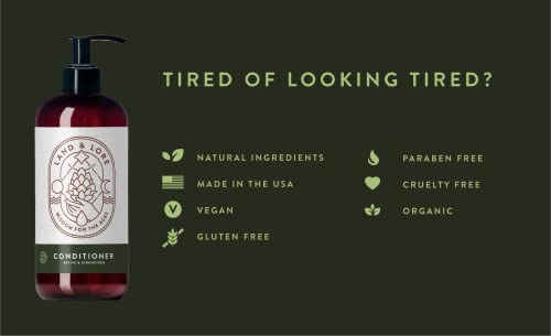 Land & Lore Ultra-Premium Men's Botanical Hydrating Hair Conditioner For Men – Deep Treatment Hair Conditioner – Nourishing Conditioner For Dry Hair – Hydrating Conditioner For Damaged Hair - Refreshes Scalp – Daily Use - For All Hair Types – Organic – Naturally Derived Ingredients – Cruelty Free - Woodland Scent #TOP1