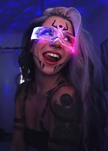 Led Glasses Light Up Glasses Glow In The Dark Party Supplies Halloween Rave Accessories Neon Glasses Cyberpunk 7 Colors Futuristic Glasses #TOP1