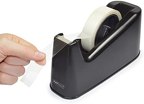 Rapesco 1540 500 Heavy Duty Tape Dispenser with 2 Tape Rolls, Black