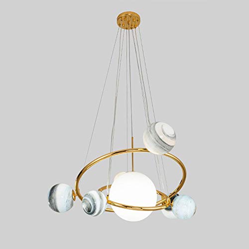 XINYU Luces Colgantes planetarias Ligeras nórdicas Modernas, lámpara Decorativa Colgante de la Bola de Cristal, lámpara Creativa artística para el Comedor Sala de Estar de los niños G9