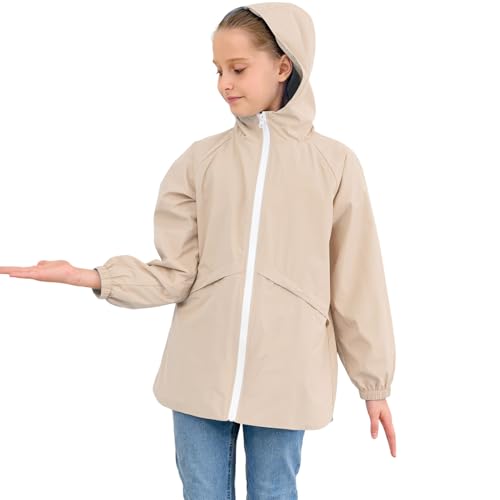 Image of MODAFANS Boys Girls Rain Jacket Waterproof lined Hooded RainCoats Windbreaker