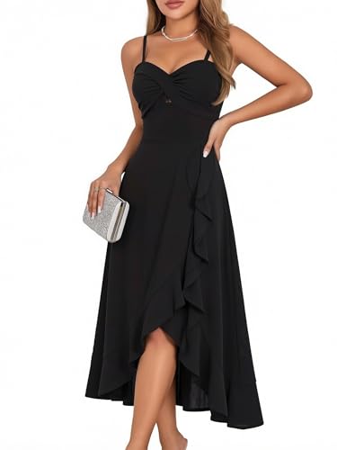 Image of ECOWISH Women's Summer Strapless Maxi Dress 2026 Off Shoulder Hollow Out Smocked A Line Tube Tiered Long Dresses