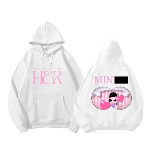 Photo de Min-NIE Album Her Sweat à Capuche 2025 I-DLE Support imprimé Merch Sweat-Shirt Chemises en Coton(White,4XL)