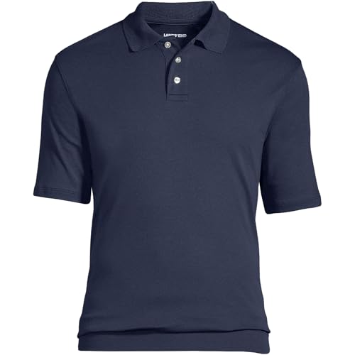 Polo para hombre Lands' End uniforme escolar manga corta con dobladillo acanalado miniatura 3