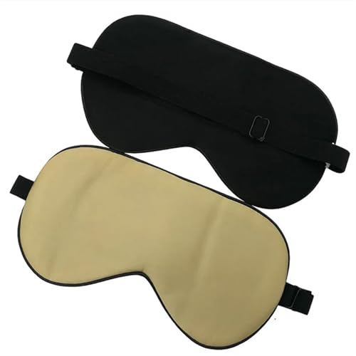 AHIOJEGX Antifaz para Dormir Seda Antifaz for Dormir de Seda de Morera Natural, 1 Unidad, Venda Suave for los Ojos for Adultos, Cubierta for los Ojos, Banda elástica for Dormir(Champagne,2pcs)