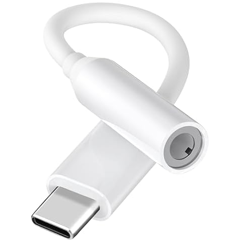 Yisica Adapter gniazda słuchawkowego 3,5 mm, adapter USB typu C do iPhone'a 16 15 Pro Max Plus, typ C na audio dla Galaxy S24 S23 Ultra Note 20 A54, dla Huawei P50 P40/Mate 30 (biały)