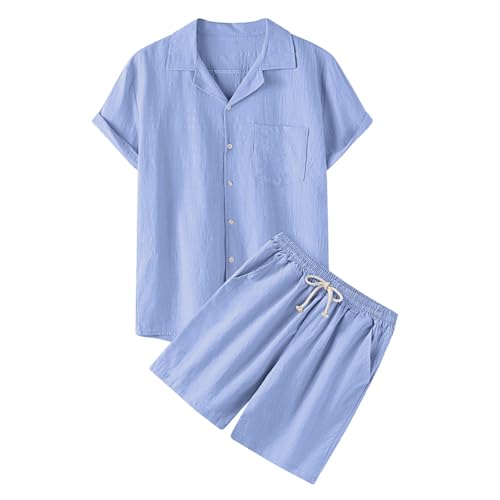 Tenue d'été deux pièces homme en coton et lin respirant