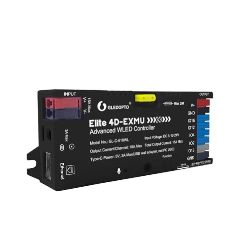 GLEDOPTO Elite 4 Channel ESP32 WLED LED Strip Light Controller Ethernet WiFi Dual Control Sound