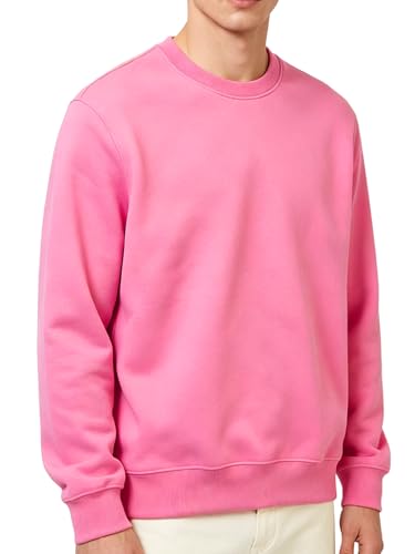 JIHUILAI Pink Mens Crewneck Sweatshirt Plain Sweatshirts Athletic Workout Sweat Shirts Soft Long Sleeve Pullover Shirt S