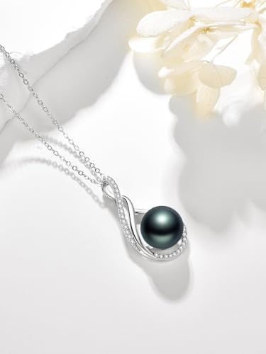 Pearl Pendant Necklace for Women 925 Sterling Silver Jewelry Anniversary Wedding Birthday Gifts for Mom Wife Daughter Her2