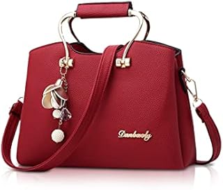 NICOLE&DORIS Women Handbags Tote Top Handle Shoulder Bags Crossbody Bag for Ladies Leather Bag with Long Strap wine red