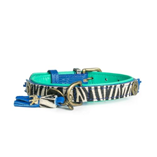 DWAM Dog with a Mission - Hundehalsband - Verstellbar - Weichem Leder – Tierdruck - Zebra – M – Leder – Halsumfang zwischen 32–39 x 2,5 cm – Dandy