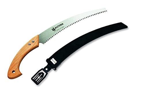 Serrucho de Poda Sawing 29602 - Mango de Madera - Dentado Japonés - Resistente y Muy Ligero - Sierra de Mano para Madera con Hoja Curva - Ideal para Uso Forestal - Incluye Funda - Altuna