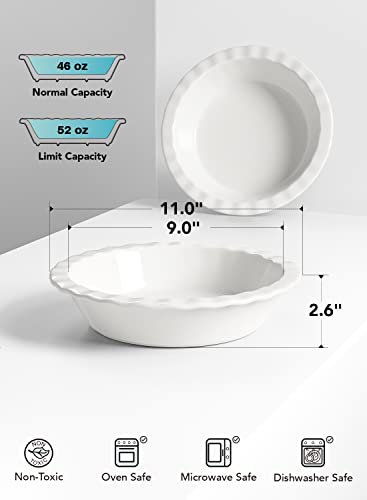 LE-TAUCI-Ceramic-Pie-Pans-Plate-for-Baking-9-inch-Deep-Dish-Baking-Dish-52-ounce-Bakeware-for-Apple-Pecan-Pie-Set-of-2-White LE TAUCI Ceramic Pie Pans Plate for Baking 9 inch Deep Dish Baking Dish 52 ounce Bakeware for Apple Pecan Pie Set of 2 White