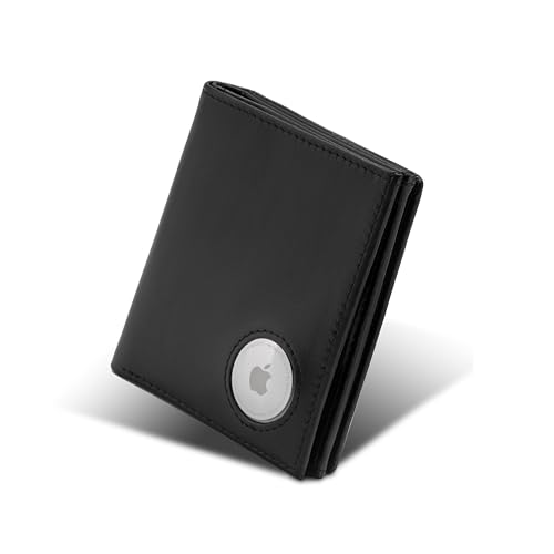 ISENTIALS Airtag Monedero para hombre de piel, minimalista para hombre, con espacio para 7 tarjetas, cartera para hombre y mujer, cartera, Negro , Quadratisch, Minimalista