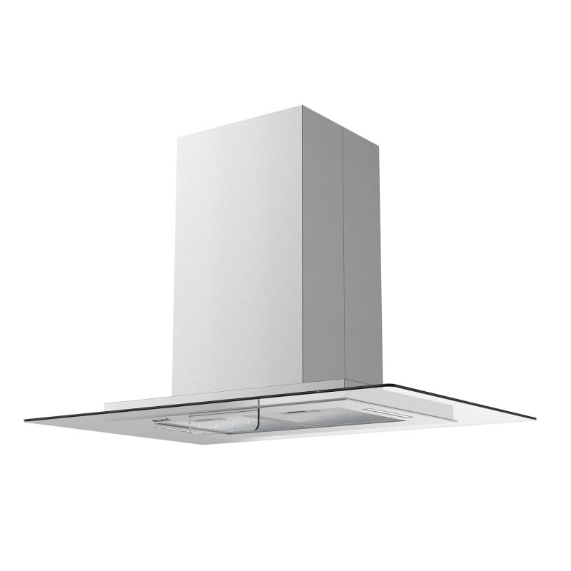 Hotte îlot aspirante BELDEKO LUDIA 90 XS – 90 cm Inox – Débit 556 m³/h –200 Watts - Minuteur + 3 vitesses – Éclairage LED – Mode évacuation ou...