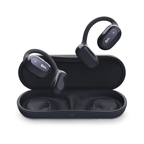 Oladance OWS2 Open Ear Wireless Headphones Memory Titanium Frame Virtual Bass 2.0 16.5mm Drivers 19H Battery IPX4 Waterproof Touch Controls Bluetooth 5.3 Multi-Point Pairing (Blue)