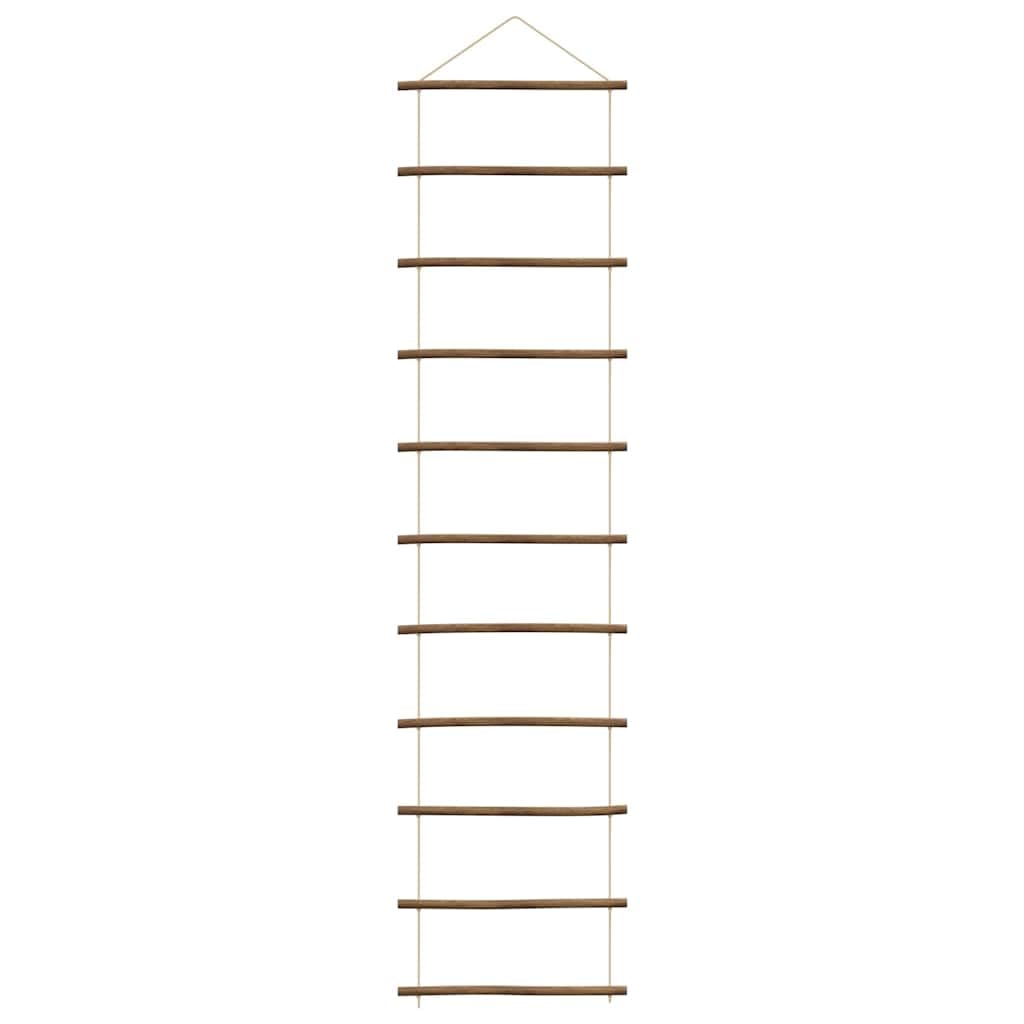 Dekoracja ścienna w kształcie drabiny z naturalnego drewna 50 x 200 cm z 11 gałązkami i linami konopnymi do modelowej wioski zimowej, wioska bożonarodzeniowa, dekoracja do szopki, oszczędność