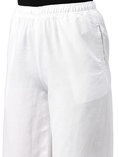 Image of GO COLORS Soft Viscose & Linen Blend Linen Palazzo Full Length for Women| Breathable, Mid Rise