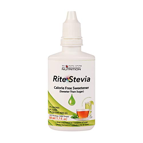 Rite Stevia Liquid Drops Pure Sugar Substitute Zero Calorie Sweetener – No Carb, 0 Cal, Non GMO, Gluten Free, Keto & Diabetic Friendly – 50ml 1.7oz Bottle with Dropper