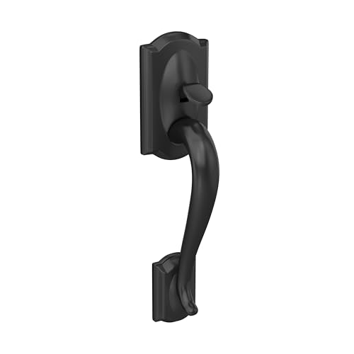 Image of SCHLAGE FE285 CAM 622 Acc RH Camelot Trim Lower Half Front Entry Handleset with Accent Right Hand Lever, Matte Black