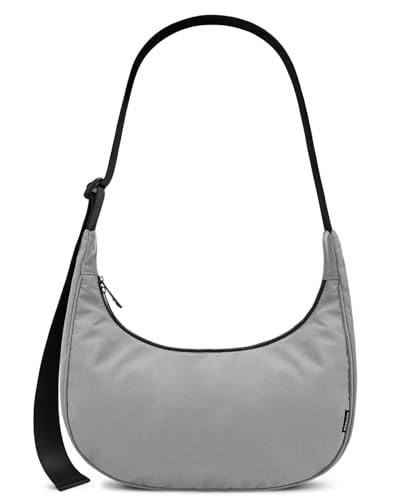 Image of Iioscre Medium Nylon Crossbody Crescent Bag for Women Men, 2 Zippers Crossbody Hobo Bag with Adjustable Strap & Inner Pockets