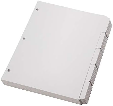 Oxford Blank Write On Binder Dividers, 1/5 Cut Tabs, 3 Hole Punch Dividers in 5 Tab Sets, 100 Dividers, 20 Sets, White (89981)