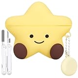 Cute Case Compatible with AirPods Pro 3 Case 2025,Kawaii Funny 3D Cartoon AirPods Pro 3rd Genaration Case,Star Shape Silicone Protective Cover with Cleaner Kit and Keychain for Women Girls-Yellow