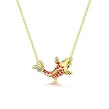 Dainty Goldfish Pendant Necklace Copper Koi Fish Lucky Necklace for Women Girls Jewelry Gifts