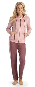 Consult-Tex DAMEN hausanzug, Freizeitanzug, Jogginganzug für Frauen. Mit Langarm, Reißverschluß und Kapuze aus Baumwolle - PE DW100bordo Gr.: 40/42