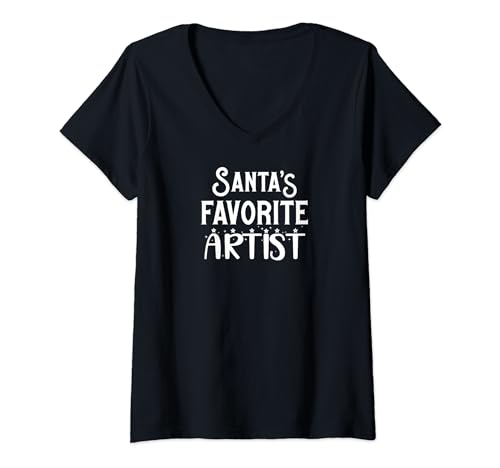 Damen Funny Artistic Artist Santa's Favorite Artist T-Shirt mit V-Ausschnitt