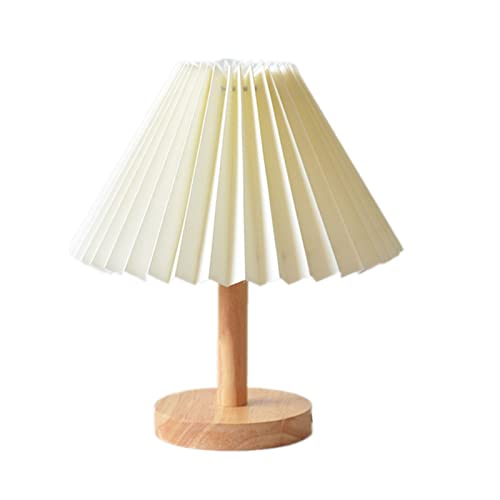 Lampe de table en bois massif plissée au style vintage intemporel