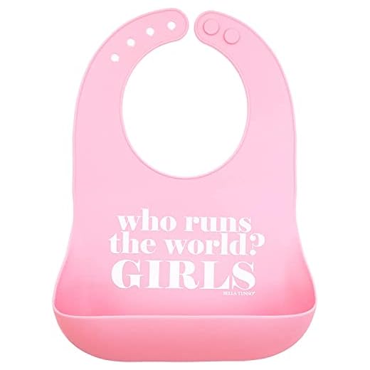 Baby Bib for Eating by Bella Tunno, Waterproof Silicone Bib with Large Food Catcher, Adjustable Fit for Babies 4-12 months & Toddlers 1-3 Years, Boys & Girls, Who Runs The World
