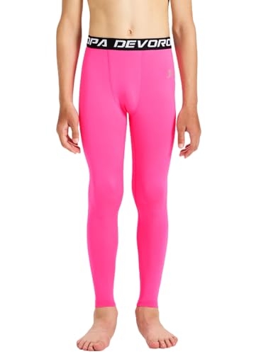 Image of DEVOROPA Boys Leggings Youth Compression Pants Sports Tights Basketball Football Baseball Soccer Baselayer Slim /Regular /Husky