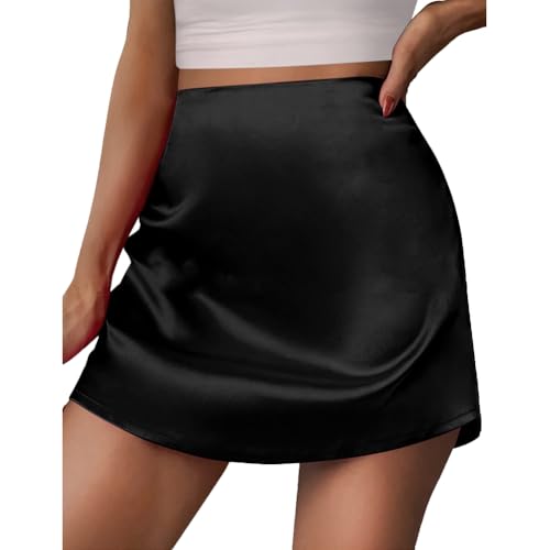 Satin Mini Skirts for Women Silk Midi Skirt High Waisted Bodycon Short Skirt
