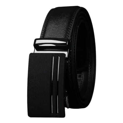 Men's Solid Color Alloy Buckle leather Genuine Leather Belt Automatic Buckle 3.5Cm Belt