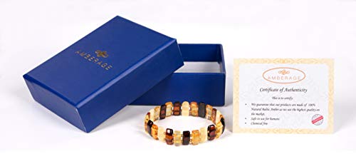 AMBERAGE Natural Baltic Amber Stretch Bracelet for Women - Hand Made from Polished/Certified Baltic Amber Beads2