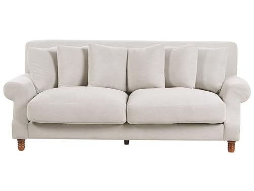 Beliani Canapé 2 Places pour Salon en Tissu Vintage Blanc Cassé Eike