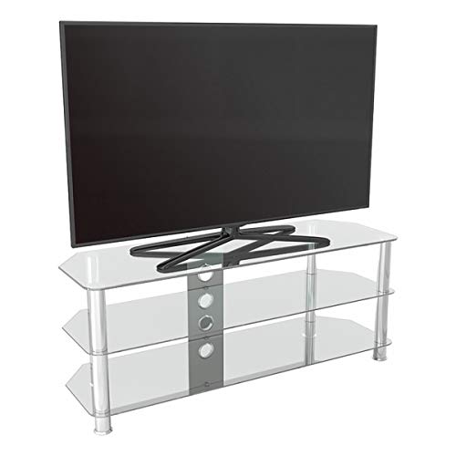 Avf Sdc1250Cmcc-A Classic - Corner Glass Tv Stand (Up To 60') With Cable Management, Clear Glass, Chrome Legs #TOP3