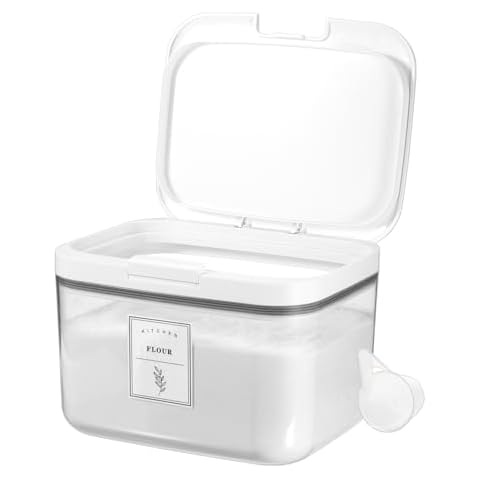 KoKone Flour Storage Container Airtight Rice Container for Kitchen Plastic Rice Dispenser with Lid & Cup Practical Food Storage Container for Grain Sugar Oatmeal Laundry Pods Dishwasher Pods Cover