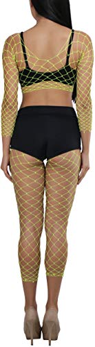 Image of ToBeInStyle Women's Spandex Multi Net Fishnet Set Rave Novelty Party Crop Top & Tights