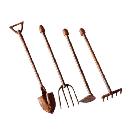 Parliky 4Pcs Miniature Garden Tools Vintage Rusted Decor for Fairy Garden Landscaping Durable Miniature Gardening Tool Accessories for Spaces and Terrariums -  640484HP7278TM90S7