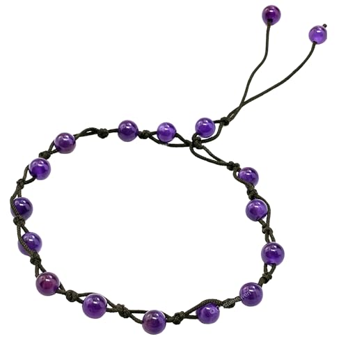 Image of Amethyst Crystal Anklet for Women - Amethyst Original Certified Ganthi Knotted Anklet Payal for Women Fancy Jewelry - Positive Energy Protection Anklets for Girls Gifts for Woman Mom