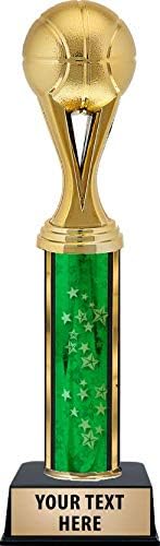 Crown Awards Basketball Trophies for Kids, Personalized Green Basketball Trophy, Your Own Engraving Included Prime