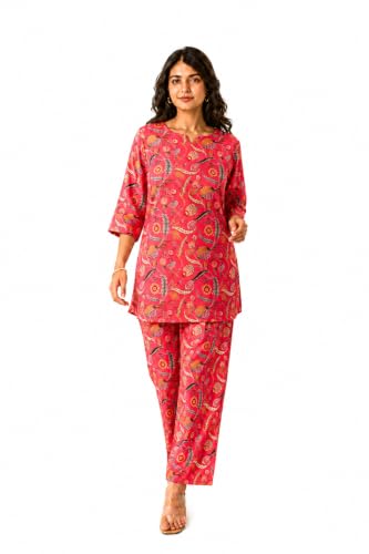Image of RANGRIKA.in Co-ord Set for Women Stylish | Kurta Set for | Short Kurti with Palazzo | Ethnic Jaipuri Kurti Set | Kurti Palazzo Set | Salwar Suit