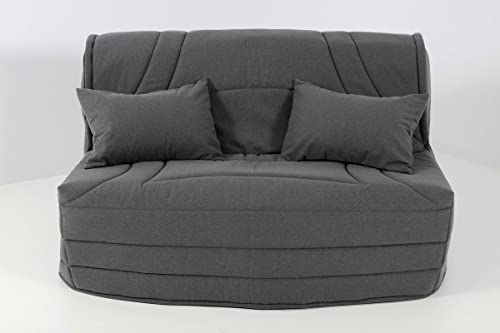 Hévéa Sélection Housse BZ 140x190 matelassée Gris FONCÉ Chine XL (pour Matelas de 14 à 15 cm)