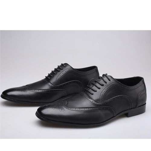 Italian Luxury Men Leather Dress Shoes Lace Up Loafers Round Toe Business Formal Comfortable Wedding Non Slip Genuine Leather Classic Office3