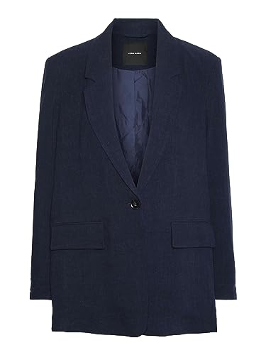VERO MODA Damen Vmlucyver Linen Blazer, Navy Blazer, M EU
