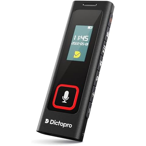 Dictopro X200 - Digital Voice Recorder with Sensitive Microphones, Voice Activated Continuous Recording, Password, Mini Dictaphone Device with 582 Hours Records of Interviews, Classroom Lectures Cover